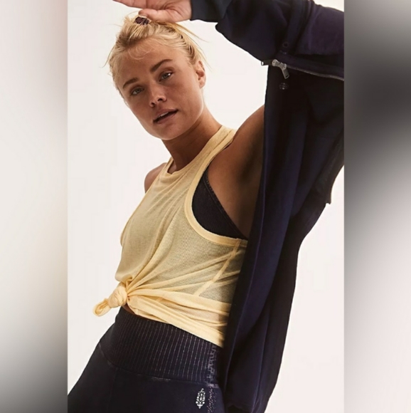 Free People Very Varsity Tank Top (Marigold), NWT - Picture 2 of 4